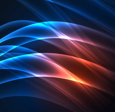 Enerji hatları, karanlıkta parlayan dalgalar vektör arka plan