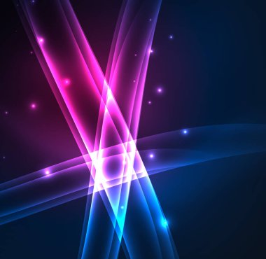 Enerji hatları, karanlıkta parlayan dalgalar vektör arka plan