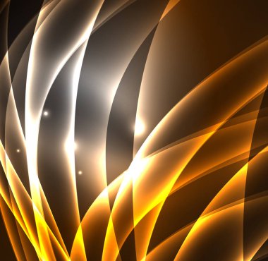 Enerji hatları, karanlıkta parlayan dalgalar vektör arka plan