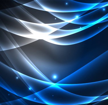 Enerji hatları, karanlıkta parlayan dalgalar vektör arka plan