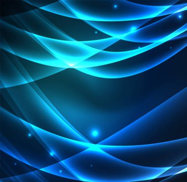 Enerji hatları, karanlıkta parlayan dalgalar vektör arka plan