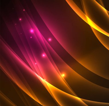 Enerji hatları, karanlıkta parlayan dalgalar vektör arka plan