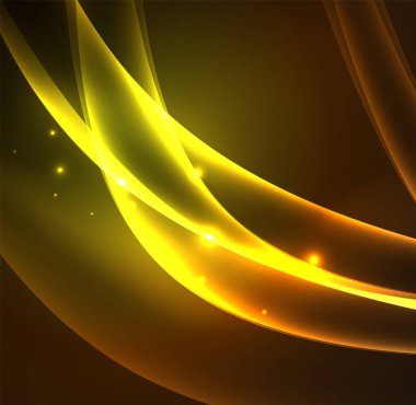 Enerji hatları, karanlıkta parlayan dalgalar vektör arka plan
