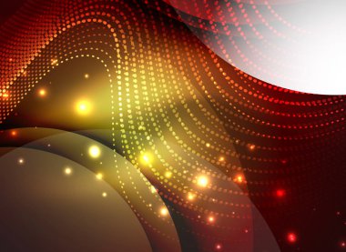 Parçacıklar koyu renk arka plan üzerinde oluşturulan parlayan dalga