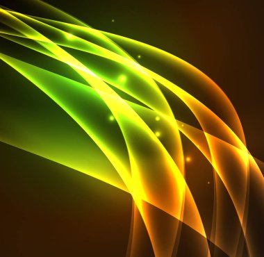 Enerji hatları, karanlıkta parlayan dalgalar vektör arka plan