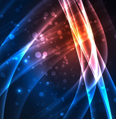 Enerji hatları, karanlıkta parlayan dalgalar vektör arka plan