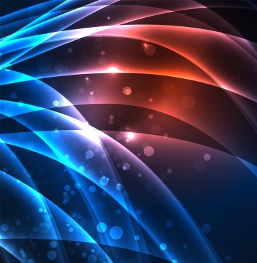 Enerji hatları, karanlıkta parlayan dalgalar vektör arka plan