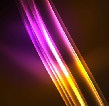 Enerji hatları, karanlıkta parlayan dalgalar vektör arka plan