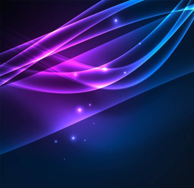 Enerji hatları, karanlıkta parlayan dalgalar vektör arka plan