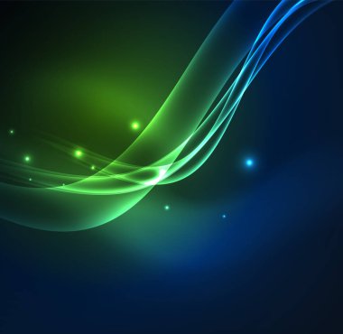 Enerji hatları, karanlıkta parlayan dalgalar vektör arka plan