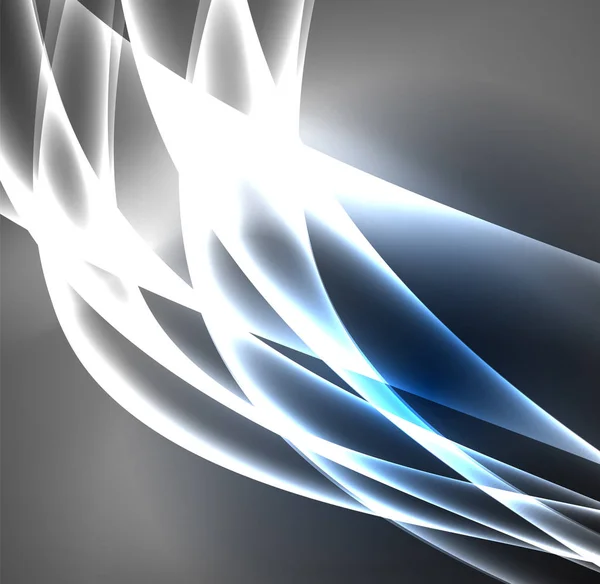 Energilinjer, glödande vågor i mörkret, vektor abstrakt bakgrund — Stock vektor