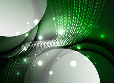 Parçacıklar koyu renk arka plan üzerinde oluşturulan parlayan dalga