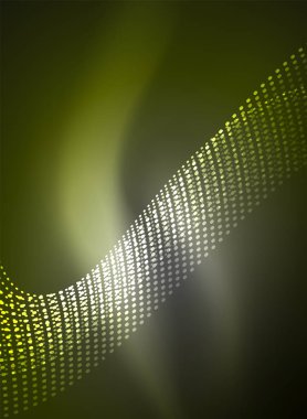 Parçacıklar koyu renk arka plan üzerinde oluşturulan parlayan dalga