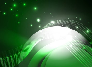 Parçacıklar koyu renk arka plan üzerinde oluşturulan parlayan dalga