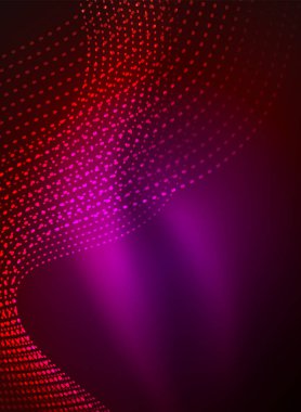 Parçacıklar koyu renk arka plan üzerinde oluşturulan parlayan dalga