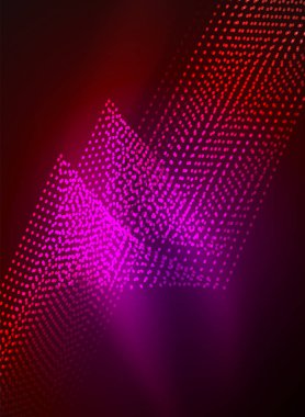 Parçacıklar koyu renk arka plan üzerinde oluşturulan parlayan dalga