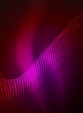 Parçacıklar koyu renk arka plan üzerinde oluşturulan parlayan dalga