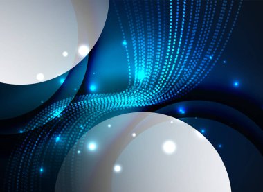 Parçacıklar koyu renk arka plan üzerinde oluşturulan parlayan dalga