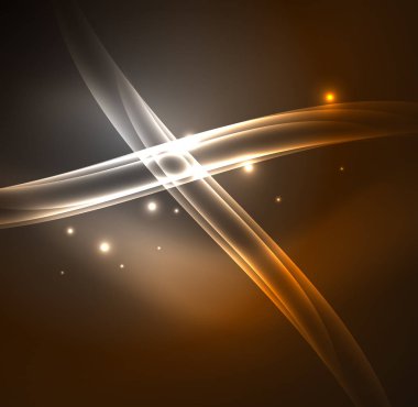 Enerji hatları, karanlıkta parlayan dalgalar vektör arka plan