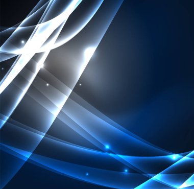 Enerji hatları, karanlıkta parlayan dalgalar vektör arka plan