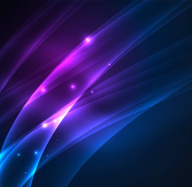 Enerji hatları, karanlıkta parlayan dalgalar vektör arka plan