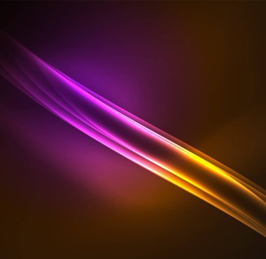 Enerji hatları, karanlıkta parlayan dalgalar vektör arka plan