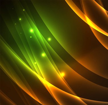 Enerji hatları, karanlıkta parlayan dalgalar vektör arka plan