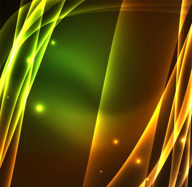 Enerji hatları, karanlıkta parlayan dalgalar vektör arka plan