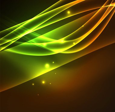 Enerji hatları, karanlıkta parlayan dalgalar vektör arka plan