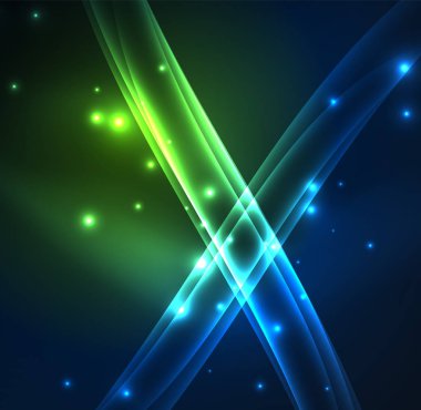 Enerji hatları, karanlıkta parlayan dalgalar vektör arka plan