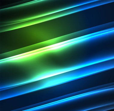 Enerji hatları, karanlıkta parlayan dalgalar vektör arka plan