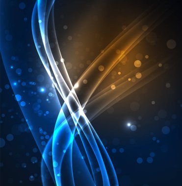 Enerji hatları, karanlıkta parlayan dalgalar vektör arka plan