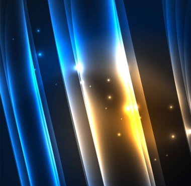 Enerji hatları, karanlıkta parlayan dalgalar vektör arka plan