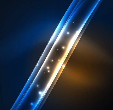 Enerji hatları, karanlıkta parlayan dalgalar vektör arka plan