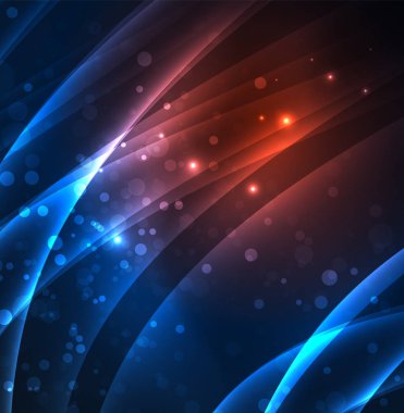 Enerji hatları, karanlıkta parlayan dalgalar vektör arka plan