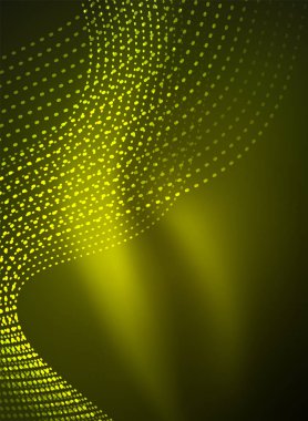 Parçacıklar koyu renk arka plan üzerinde oluşturulan parlayan dalga