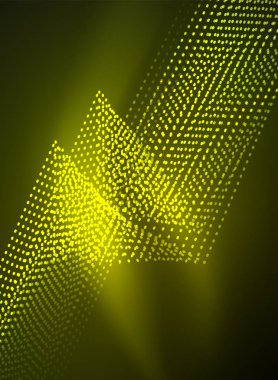 Parçacıklar koyu renk arka plan üzerinde oluşturulan parlayan dalga