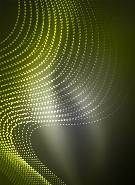 Parçacıklar koyu renk arka plan üzerinde oluşturulan parlayan dalga