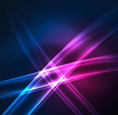 Enerji hatları, karanlıkta parlayan dalgalar vektör arka plan