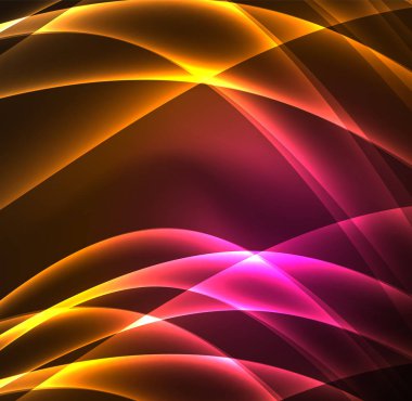 Enerji hatları, karanlıkta parlayan dalgalar vektör arka plan