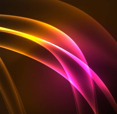 Enerji hatları, karanlıkta parlayan dalgalar vektör arka plan