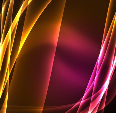 Enerji hatları, karanlıkta parlayan dalgalar vektör arka plan