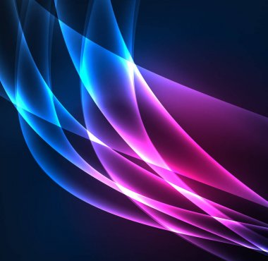 Enerji hatları, karanlıkta parlayan dalgalar vektör arka plan