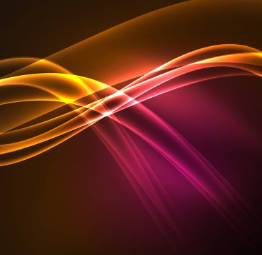 Enerji hatları, karanlıkta parlayan dalgalar vektör arka plan