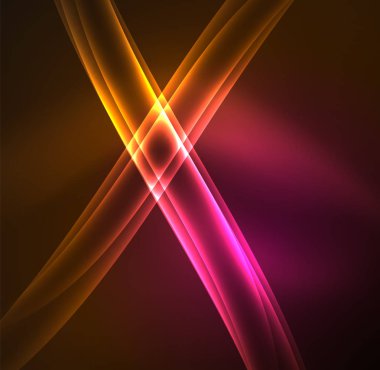 Enerji hatları, karanlıkta parlayan dalgalar vektör arka plan