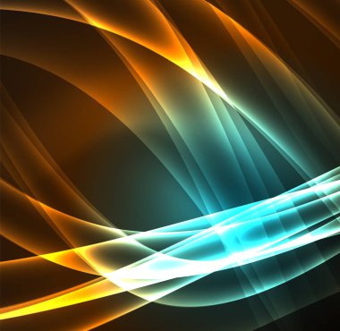 Enerji hatları, karanlıkta parlayan dalgalar vektör arka plan