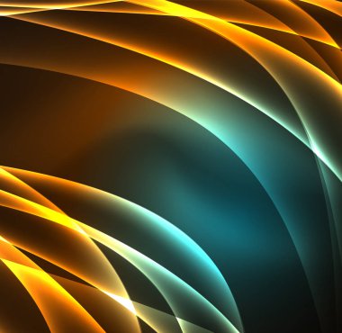 Enerji hatları, karanlıkta parlayan dalgalar vektör arka plan