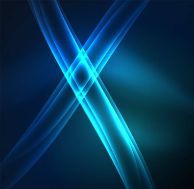 Enerji hatları, karanlıkta parlayan dalgalar vektör arka plan