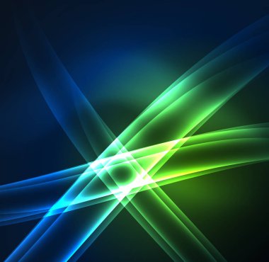 Enerji hatları, karanlıkta parlayan dalgalar vektör arka plan