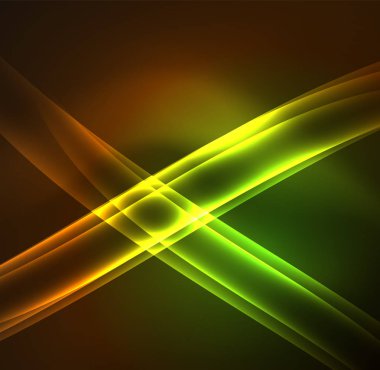 Enerji hatları, karanlıkta parlayan dalgalar vektör arka plan